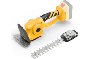 ROADTIME Taille-haie et cisaille à Gazon sans Fil 2 en 1, Cisaille à arbustes 60° réglable Compatible avec Dewalt 20V Batterie, avec 2 Lames pour Tailler Les arbustes et l'herbe (sans Batterie)