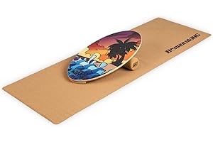 ‎BOARDERKING BoarderKING Indoorboard All-Rounder - Balance Board für Indoor-Surfen und Skaten, Gleichgewichtsboard für NeuroMuscular Response Training, inkl. Schutzmatte, 100 mm x 33 cm (∅ x L)
