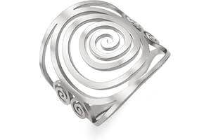 LIKGREAT Anillo Abierto Espiral para Mujeres y Hombres Anillos de Acero Inoxidable de Tamaño Ajustable Joyas Amuleto de Protección para Cumpleaños Familiar