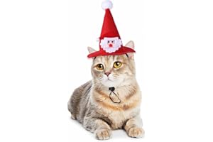 BRTNUP Chapeau de Noël pour animaux de compagnie pour chats et chiens - Chapeau de Père Noël rouge - Accessoires pour chiot, chat, chaton