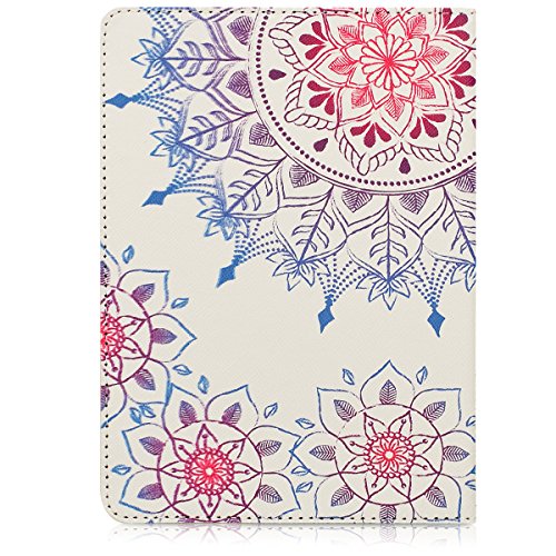 kwmobile Hülle für Tolino Vision 1 / 2 / 3 / 4 HD – Flipcover Case eReader Schutzhülle – Bookstyle Klapphülle Vintage Blumenring Design Pink Blau Weiß - 3
