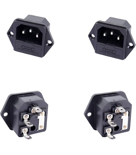 2X Power Socket Panel mount 10A 120V Inlet Module Plug IEC320 +2X1.2m Power Cord