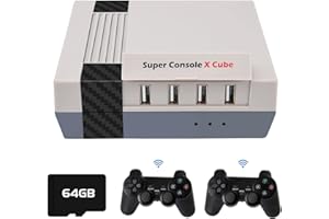 ASTARAMA Retro Videospielkonsole, 64G Superkonsole X Cube, eingebaute 50+ Emulatoren und 33.000 Spiele, 4K TV HD/AV Ausgang, Dual Wireless 2.4G Controller, unterstützt WLAN/LAN