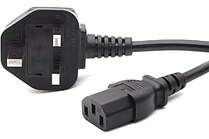WIKIPARTS UK Power Cable,Computer & Monitor Power Cable,1 Metre 3 pin Mains Power Lead UK Plug Kettle Lead Universal AC Power Cord for Monitors,LED LCD Smart TV, PC,Printer, etcs (1 M)