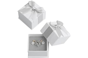 HUSAIHU 2Pcs Small Gift Box Set for Jewellery - Rings, Earrings, Necklace, Bracelet Storage with Lid and Bow-knot for Anniversaries, Weddings, Birthdays, Christmas (6x6x4cm-Grey)