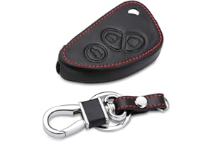 Happyit skórzane etui na kluczyki samochodowe FOB, do Alfa Romeo 147, 156, 166 GT, JTD, TS, 3 przyciski, odwracany, zdalny klucz samochodowy