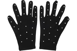 ARTSEWPLY Thick Non-slip Ice Skating Gloves för Flickor med Glittrande Rhinestone Opaque Värmehandskar för Konståkning Svart Vinterträning