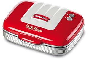 Ariete 1973 Gofrera, 700 W, revestimiento antiadherente, posición vertical para guardar, Rojo