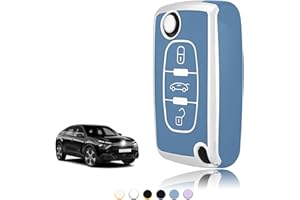 TOOMUME Funda Llave TPU, Carcasa Llave Apto para Peugeot 206 207 307 308 407 2008 3008 4007 5008 Citroen C1 C2 C3 C4 Picasso Berlingo, Cubierta Llaves Coche Mando - Flip Key