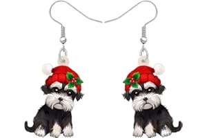 BONSNY Acrílico Lindo Navidad Perro Cachorro Gotas Colgantes Pendientes Adornos Decoraciones Joyas para Mujeres Amantes de los Perros Accesorios