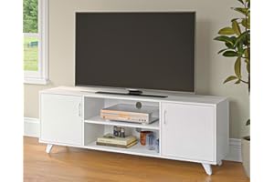 Panana TV Stand for TV up to 70 Inches, 2 Doors TV Stand Cabinet with Open Shelves, TV Unit TV Table TV Cabinets for Living Room Bedroom Entertainment Room, 160x38x55cm (White)