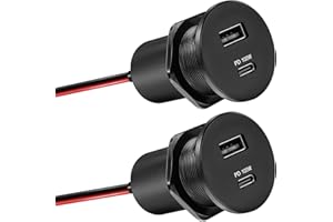 Obeaming Aluminiowe 118W gniazdo USB 12V,18W QC3.0 & 100W PD3.1 podwójny port do laptopów, USB Outlet ładowarka samochodowa do kampera, łodzi, kampera, ciężarówki (118W x 2)