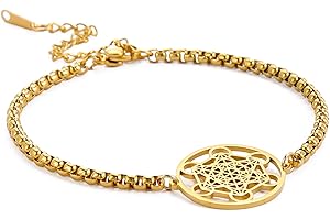UNIFT Metatron Bracelet cube en acier inoxydable pour homme et femme Archange Metatron Cube Géométrie sacrée Bijoux talisman