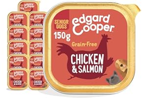 EDGARD COOPER Edgard & Cooper Natural Wet Dog Food For Senior Dogs - (Chicken & Salmon, ‎11 x 150g cup) - Grain & Gluten Free, Natural ingedients & fresh meat, full of essential amino acids for healthy insides