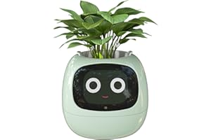 Masdio Vasi da fiori intelligenti, con intelligenza artificiale, visualizzazione della temperatura e numerose animazioni espressive basate sull'ambiente, per la decorazione di interni (verde)