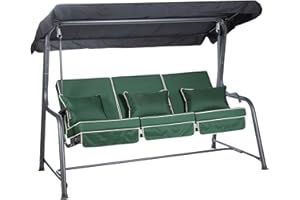 Alfresia Turin 3-Seater Reclining Swing Seat – Multipurpose Garden Sofa into Sunbed, Steel Charcoal Frame, Polyester Canopy, Weather Resistant, Outdoor Luxury Cushions Included in Choice of Colours