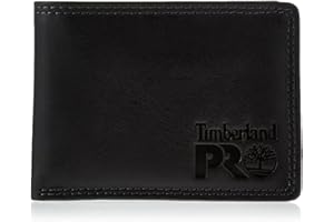 Timberland PRO Męski skórzany portfel RFID z odpinanym klapką, kieszonką na karty, portfel, czarny/brandy, jeden rozmiar