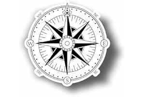 AMA SHOP Adesivo Sagomato Bussola Rosa dei venti vintage retro'| Adesivi per Auto | Sticker per Casco, Moto, Camper | Adesivo in PVC con Fondo Bianco per Decalcomania Parete, Murale