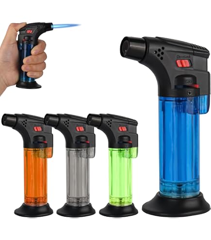 Accendino, 4 Pezzi Accendigas a Gas Butano Ricaricabile, Accendigas Antivento, Accendino Lungo Regolabile per Candele Leggere Stufe a Gas, Barbecue, Campeggio, Regalo per Uomo (Venduto senza Gas