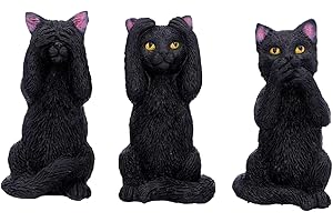 Nemesis Now U4802P9 - Tres Gatos sabios de 8,5 cm, Color Negro