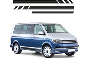 TIVEKEO Tiras laterales de repuesto para VW T5 T6 T6.1 California 2003-2024, 2 adhesivos laterales + 1 adhesivo para portón trasero, tiras laterales de furgoneta, color negro