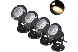 BLOOMWIN 4PCS Éclairage Extérieur avec Base 5W 220V IP65 Étanche Orientable Projecteur Spot Led Lampe de Jardin Éclairage pour Chemins Plantes Balcon Terrasse Hôtel Pelouse LED Lumière Blanc Chaud