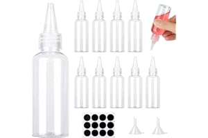 Amentalove 12PCS 60ml Bouteille Sauce, Flacon Sauce, Recipient Sauce, Plastique, Squeeze Bouteilles,Transparent Flacon Souple en Plastique avec Etiquettes pour Sauce d'Huile Ketchup DIY Crafts