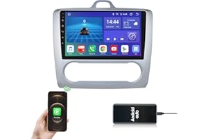 Ossuret Radio de Coche para Ford Focus Exi AT 2004-2011, 4GB+32GB Navegación GPS Android 13 con Pantalla táctil QLED de 9 Pulgadas, soporta Carplay Control de Volante Tiempo Bluetooth DSP