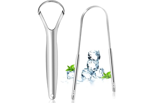 Brencco 2 Gratte Langues en Acier Inoxydable, Brosse à Langue Pour le Nettoyage De la Bouche, Recyclable, Facile à Nettoyer