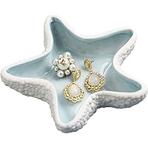 Plateau à Bijoux En Céramique – Petit Plat à Bagues Et Clés – Déco Fleurie Verte – Cadeau Fille, Femme, Anniversaire
