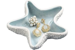 TITA-DONG Ceramic Conch/Starfish/Shell Tray, Ocean Style Trinket Dish Earrings Candy Storage Bowl, Blue Creative Storage Trinket Holder for Nordic Room Home Party Decor(Type D)