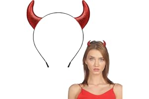 Ling & Bai Glitter Devil Horns Headband Halloween Red Devil Ears Hairband Demon Horns Cosplay Costume Dress Up Hair Accessories for Women