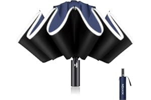 XIXVON Paraguas Pro | UPF 50+ 99% De ProteccióN UV, Banda De Seguridad Reflectante, Resistente Al Viento, PortáTil, AutomáTico | Paraguas Plegable Inverso