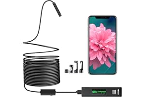 HYDREAM Wireless Endoscope, WiFi Borescope Inspection Camera 1200P HD Waterproof Snake Camera Pipe Drain with 8 Adjustable Led for Android & iOS Smartphone iPhone Samsung Tablet-16.4 ft (5M)