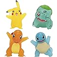 Pokemon PKW2798 Battle 4 Pack-Translucent Figures Features 3-Inch Pikachu, Charmander, Bulbasaur, Squirtle-Authentic Details, Silver, black