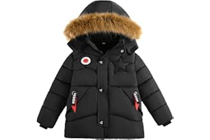 SEAUR Manteaux Enfant Garçon Doudoune Chaud Veste d'hiver Automne Parka Matelassée Doublée avec Capuche Fermeture Éclair 3-10 ans