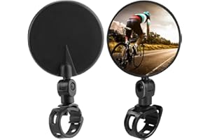 UBRAVE Bike Mirror, Bicycle Cycling Rear View Mirrors, Wide Angle Rear View Mirrors, 360°Adjustable Plastic Convex Mirror Bike Mirror with Rotatable Handlebar, for 15-35mm Handlebar Mountain Road Bike,2 Pcs
