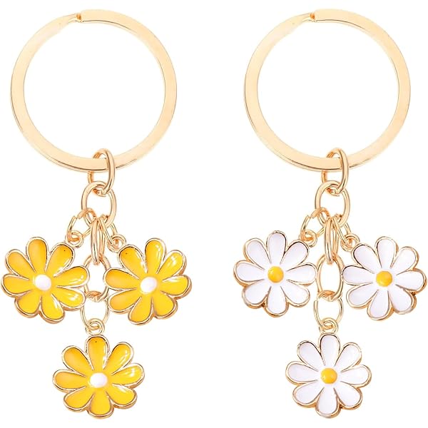 Portachiavi Margherita Carino Per Donne E Ragazze – Bianco, In Lega, A Forma Di Fiore, Mini Zaino - 2