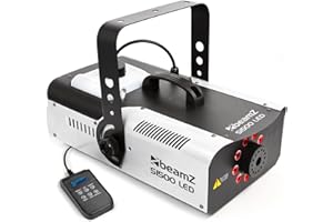 BeamZ S1500LED Nebelmaschine mit Lichteffekt, 1500 Watt, RGBW LEDs, Fogger, Rauchmaschine mit LED, Fog Machine, Nebel Maschine mit Fernbedienung, Timer, Intervall, DMX, 3,5 Liter - Grau