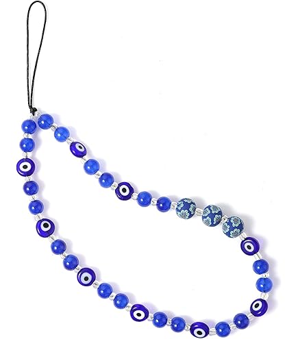 NBRADS Cordon De Téléphone Mauvais Œil, Bleu Nuit Acrylique Perlé Téléphone Breloque Dragonne Téléphone Portable Chaîne Sangle Porte-Clés Pour Hommes Femmes Téléphone Portable Chaîne Sangle