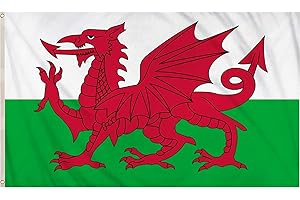 SHATCHI Grand drapeau du Pays de Galles 1,5 x 91,4 cm Drapeau national Cymru en polyester avec œillets en laiton pour la Coupe du Monde de FIFA Football Rugby Supporter