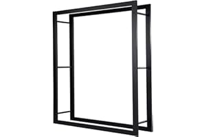 Loywe Kaminholzregal 170X25X140cm Kaminholzhalter Brennholzregal Feuerholzregal Kaminholzständer Brennholz Holzhalter aus Metall in Schwarz LW1089