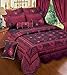 Price comparison product image Zara Quilted Floral Embroidered Burgundy / Wine Bedspread / Comforter Set Throw Single Bed
