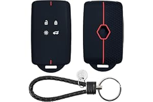 JESIAH Car Key Cover for Renault, 4 Button Car Key Card Case Soft TPU Silicone Key Fob Cover Compatible with Clio Megane Koleos Kadjar Captur Espace Dacia Duster (Red)