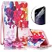 Produktbild LG Stylus 2 Hülle,LG Stylus 2 Ledertasche,Sunroyal Kunstleder Flip Case Schutzhülle Rot Blau Cool Elegant Retro Cartoon Baum Muster Painted PU Leder Wallet Case Flip Cover im Bookstyle Handytasche Skin Schale Brieftasche mit Strap Magnetverschluss Standfunktion und Karte Halter Etui Handyhülle für LG Stylus 2 LS775+ 1 x Frei Displayschutzfolie-Tree