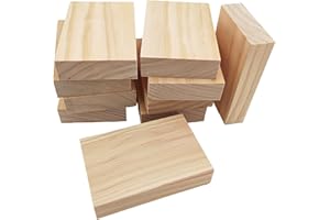 ANKTILY 10PCS Unfinished Wood Blocks Rectangle Wood Boards for Crafting, 12x8x2.5cm Blank Whittling Wooden Blocks for Carving,Painting & Burning