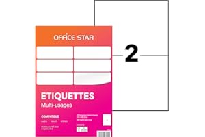 OFFICE STAR PRODUCTS OFFICE STAR Étiquettes Autocollantes Blanches Personnalisables 210 x 148,5 mm - Pack de 200