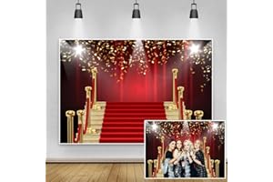 Renaiss 1.5x1m Tapis Rouge avec projecteur Podium événement Photographie Toile de Fond Adulte Maison fête décorations bannière Fournitures Photo Photographie arrière-Plan Accessoires