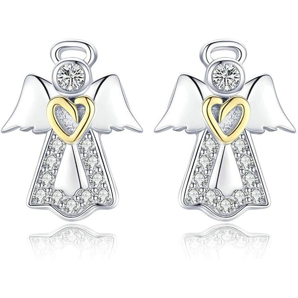 Philip Jones Collana Angelo Custode Con Cristalli Swarovski - Placcato Oro Rodiato