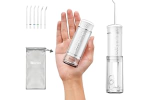 BEZVOI Reise Munddusche Kabellos Zahnreinigung: Oral Irrigator mit 5 Modi, 180ML Wassertank IPX7 Wasserdicht Elektrische Zahnreiniger, Wasser Zahnseide mit 6 Tipps für Reinigung Reisen nach Hause